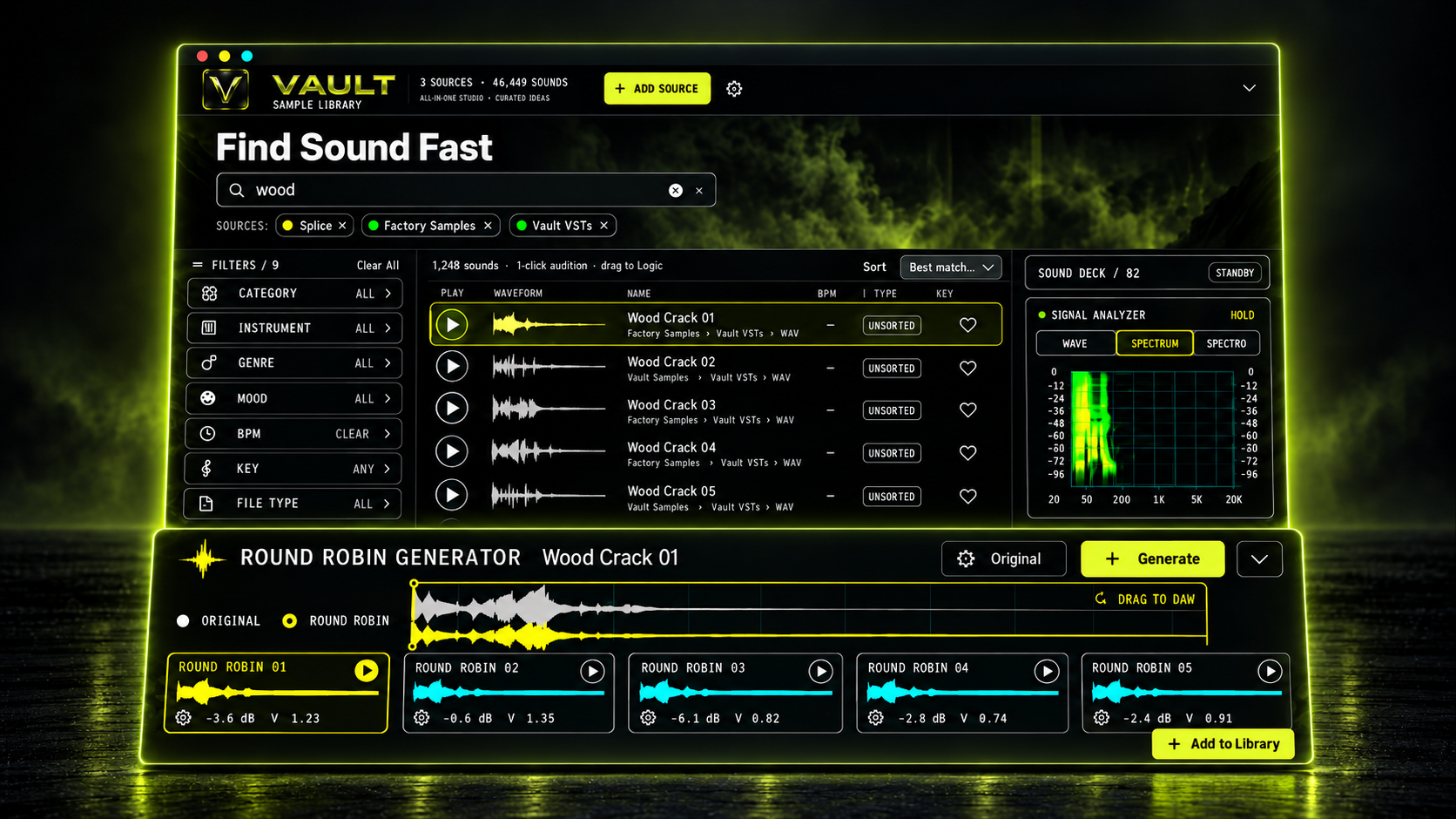 VAULT sample browser and Round Robin Generator
